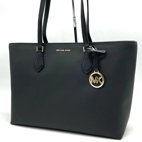 Michael Kors Bag Large Sheila Mf Tote Bag Black/Gold - Picture 1 of 11